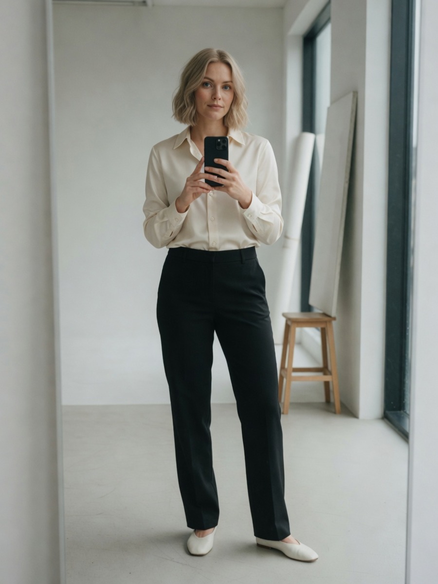 The same person wearing the chosen garment after AI try-on