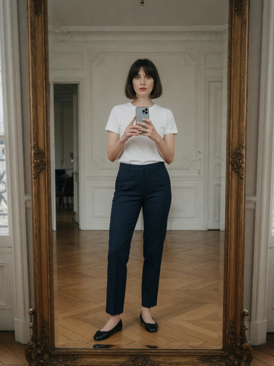 Une personne se photographiant en pied