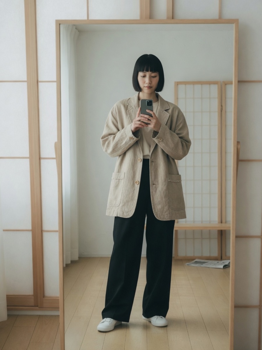 AI試着で選んだ服を着た、同じ人物の姿