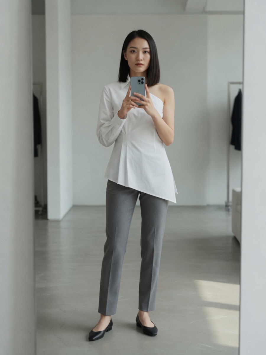 同一个人经 AI 试穿后穿上所选服装